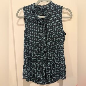 Banana Republic Black and Green Sleeveless Blouse